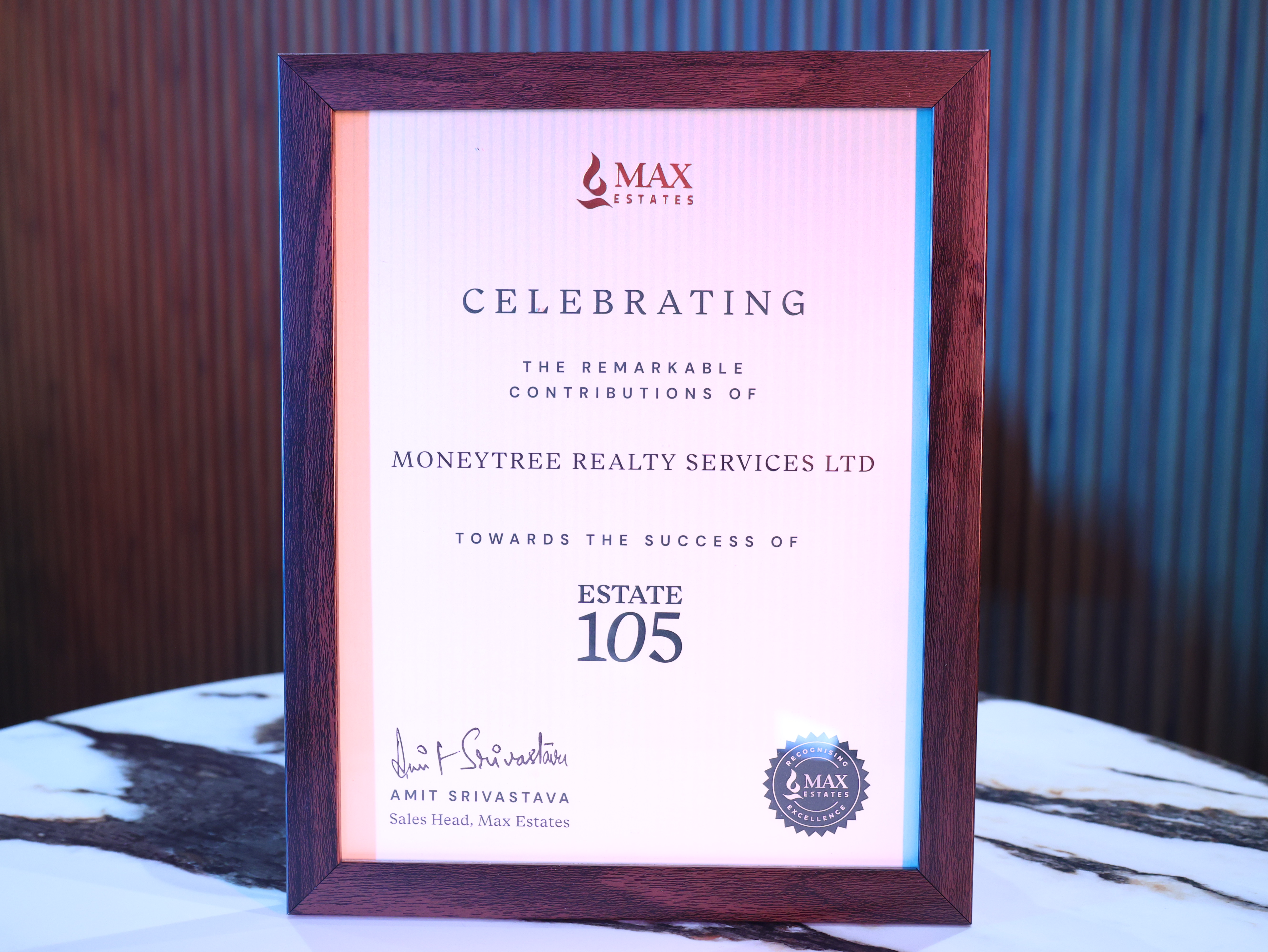Award of Success - Max Estates