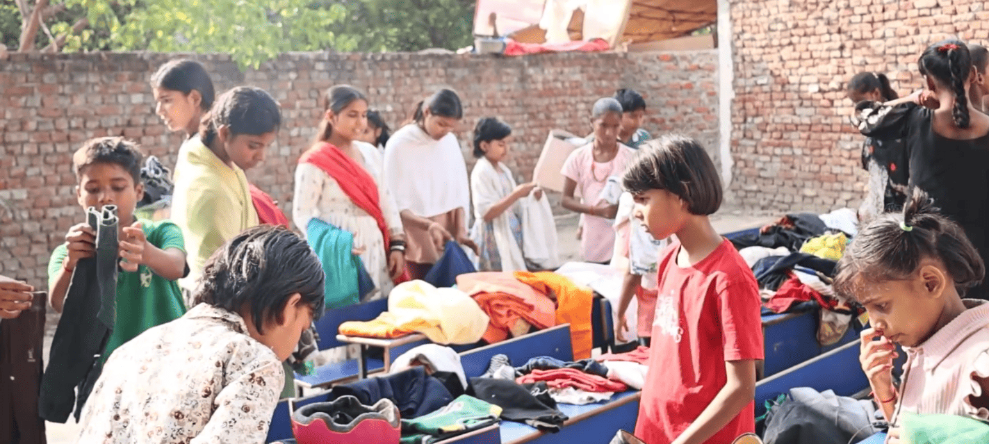 Children selecting clothes