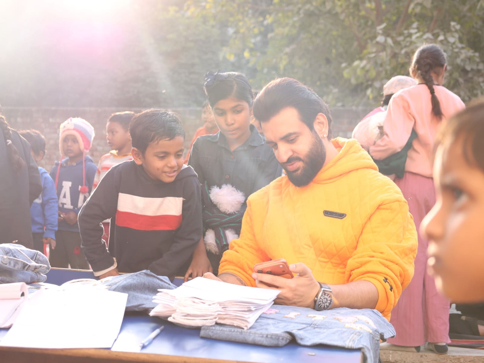 Founder with children