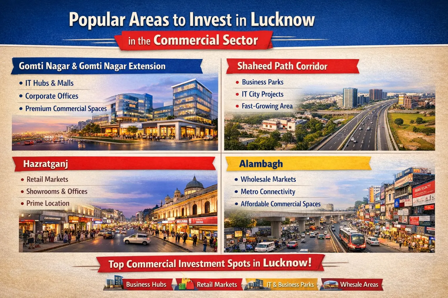 Popular areas to Invest in Lucknow - Commercial Investment Spot in Lucknow