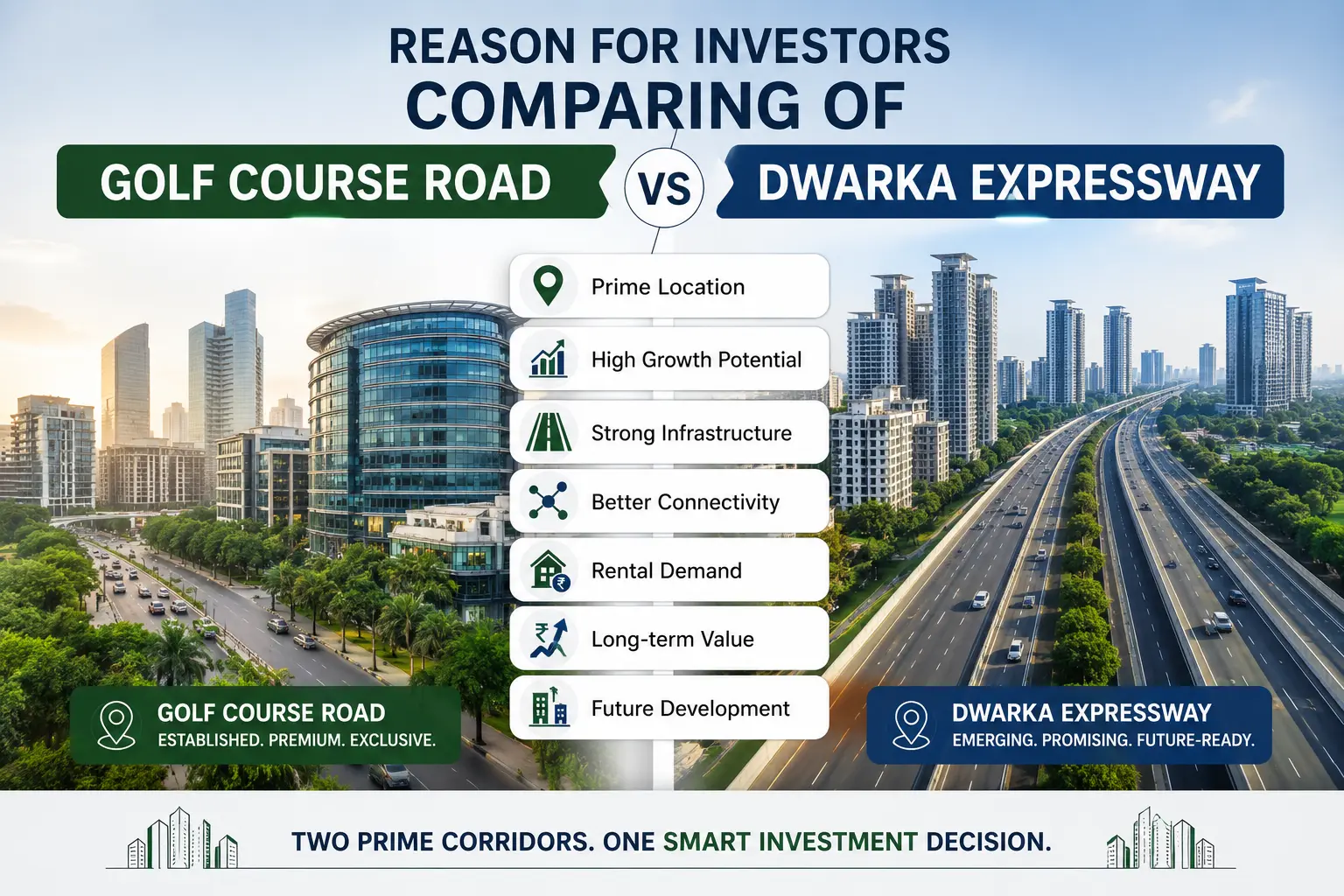 Image for Golf Course Road vs Dwarka Expressway Investment Guide
