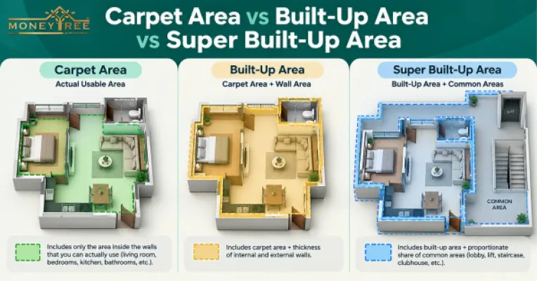 Carpet Area vs Built-Up Area vs Super Built-Up Area: Know the Difference